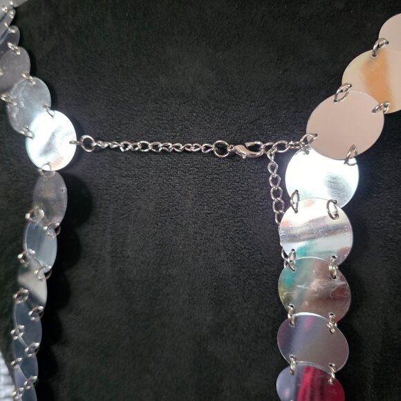 NWT AUDREY PARKS ( LG ) Disco Shiny Adjustable Fit Large Sequin Vest - Picture 7 of 10